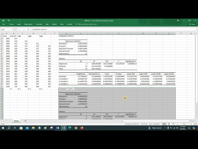 Auto Regressive Model in Excel | AR(1), AR(2) and AR(3) Models | Find the Best Fit Model | statbooks
