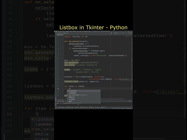 Listbox in Python - Tkinter Listbox #pythonprogramming #tutorial