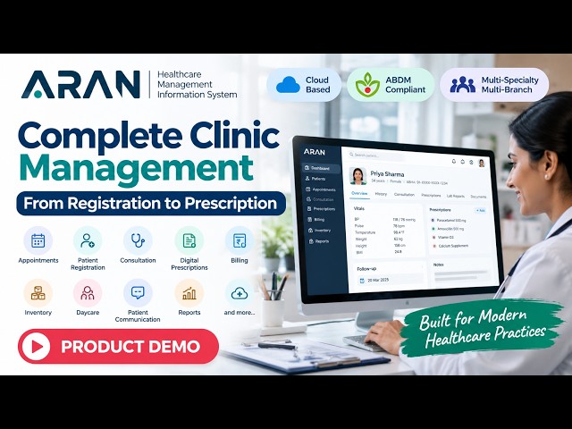 ARAN HMIS | Complete Clinic Management Software Demo | ABDM Compliant OPD Solution