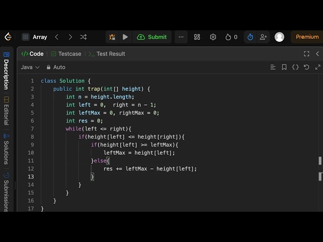 LeetCode 42 Trapping Rain Water | Java Optimal Solution (Two Pointer)