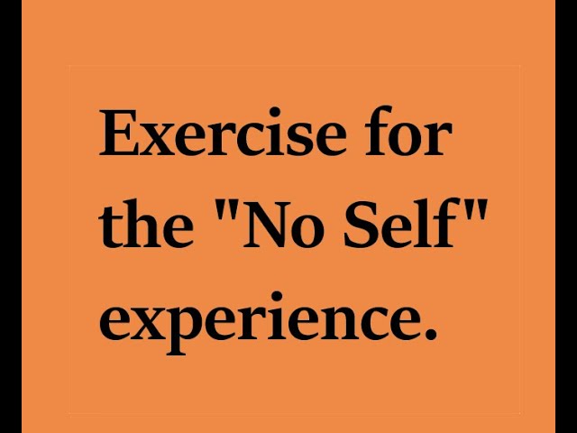 Exercise for the "No Self" experience.