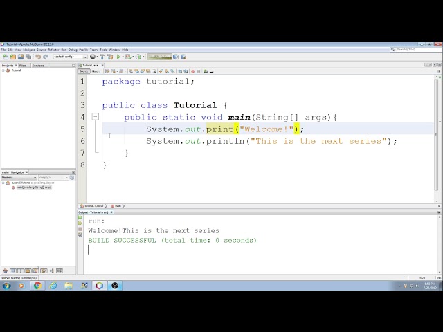 Novice Java Tutorial with Apache NetBeans 11.0: 3 System.out.print()