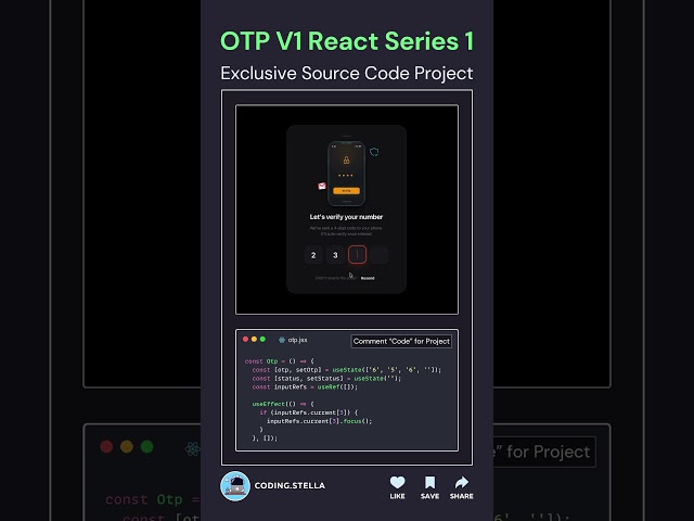 Animated OTP Verification using React.js 🔐 #project #css #code #reactjs