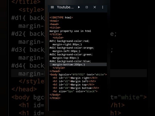Margin Property CSS use in html #margin #cssproperties #htmlandcss