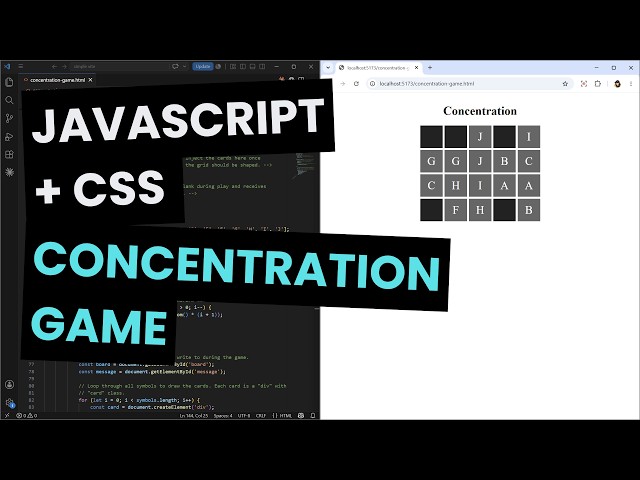 Build a Concentration game with HTML, CSS and JavaScript