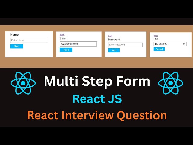 Multi Step Form in React JS | React JS Interview Question Machine Coding Round
