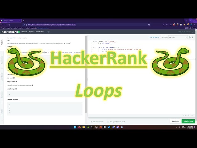 HackerRank (Python): Loops