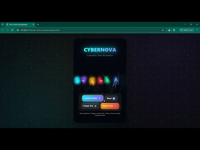 Comet Tail Text Animation | Particle Trail Effect with HTML CSS JS