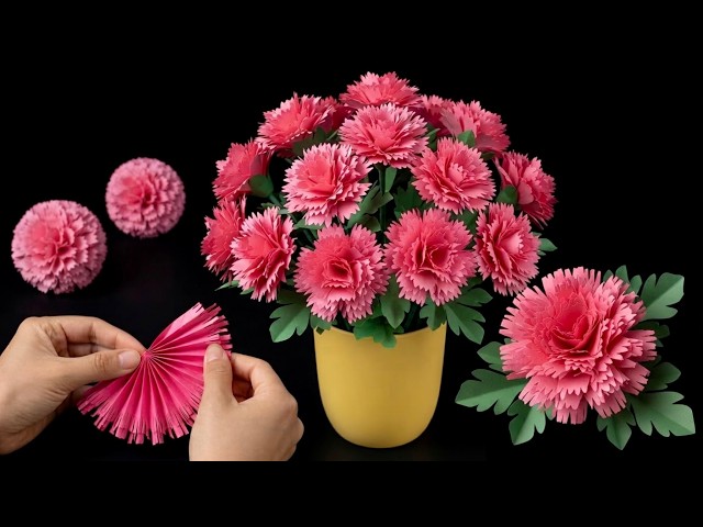 🌸DIY Paper Flowers Tutorial | How to Make Realistic Carnations at Home🏡