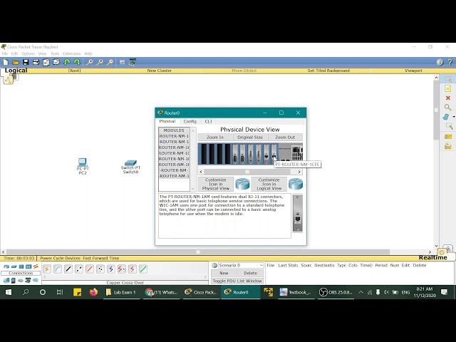 Expand the PT-router FastEthernet Interfaces on Packet Tracer