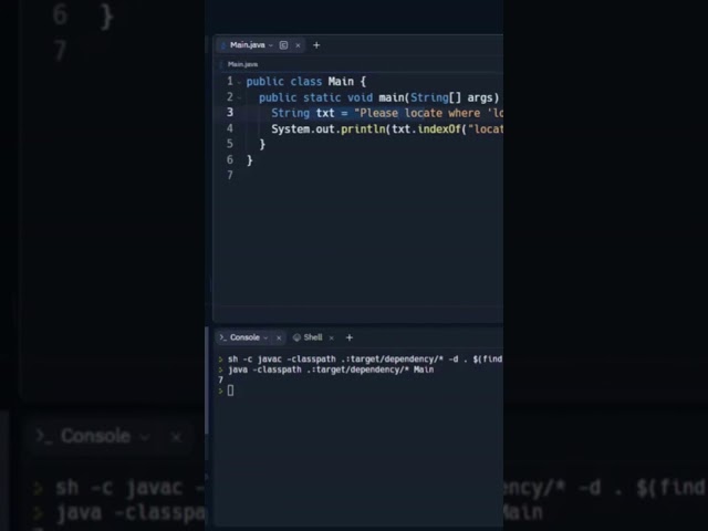 indexof() method in java #shorts