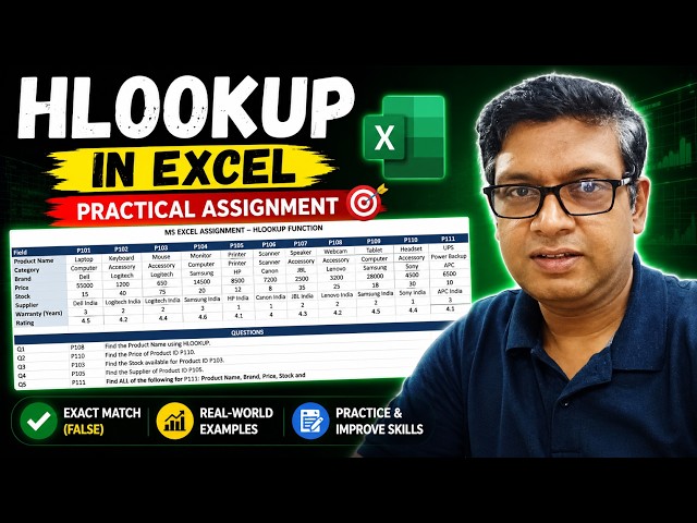 HLOOKUP Function in Excel 🔥 | Master HLOOKUP with Practical Assignment | Advanced Excel | #excel