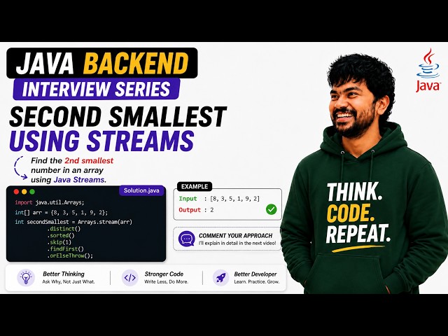 Find 2nd Smallest Element in Array (NO Loops!) | Java Interview Question