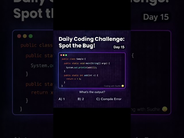 Java Output Trap  | Daily Coding Challenge — Day 15  #InterviewChallenge  #CodingWithSudhir