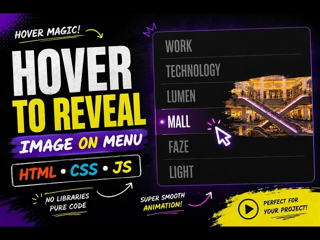 🔥 Hover Text to Reveal Images | HTML, CSS & JavaScript Amazing Menu Animation