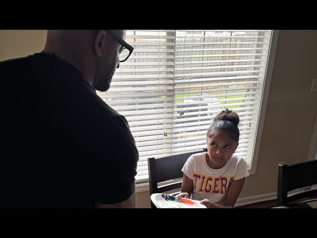 Larry throws Stevie’s breakfast in the trash while she’s eating it & she gets mad! 