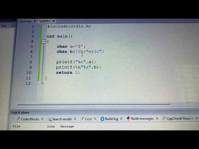 How to declare a character and string in c language 