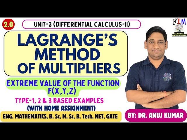 LAGRANGE'S METHOD OF MULTIPLIERS | LAGRANGE'S MULTIPLIERS METHOD | ENGINEERING MATHEMATICS