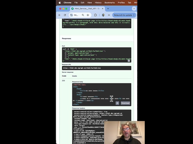 Part 1 -  Html Service  - demo of core features using Swagger pages