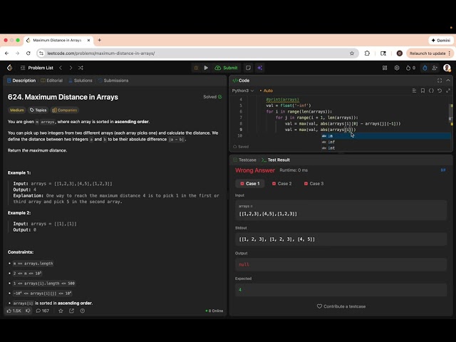 Maximum Distance In Arrays