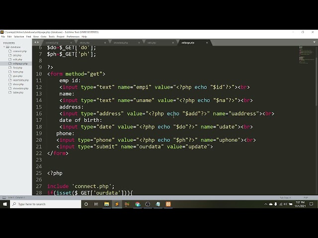 Edit Data in table in php