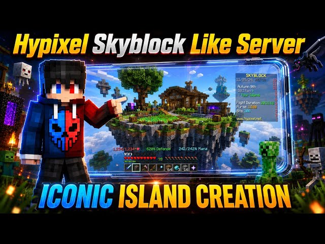 How To Play Hypixel Skyblock On Minecraft Pe | Best Hypixel Skyblock Like Server For 26.44