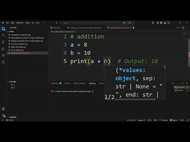 Add two numbers in Python