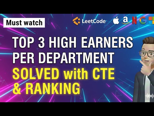 SQL Medium LeetCode 185 |Department wise Top Three Salaries (Amazon Asked Interview Que) |#sql