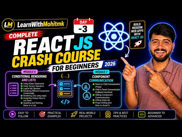 React JS Day -3🔴 | Conditional Rendering, Props & Component Communication🔥| MERN stack Series Day-20