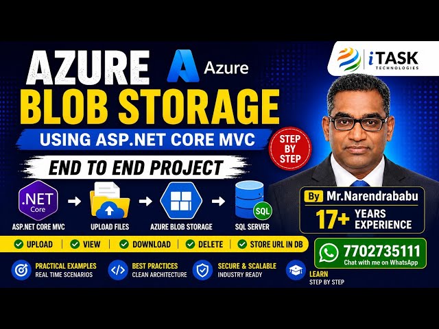 Azure Blob Storage in ASP.NET Core MVC | End-to-End Project with SQL Server | By Mr. Narendrababu