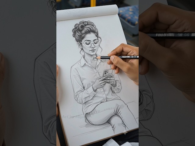 stylish girl Shocked to See Her Realistic Pencil Portrait! 😲 | Full Body Drawing | Art' by Jagadish