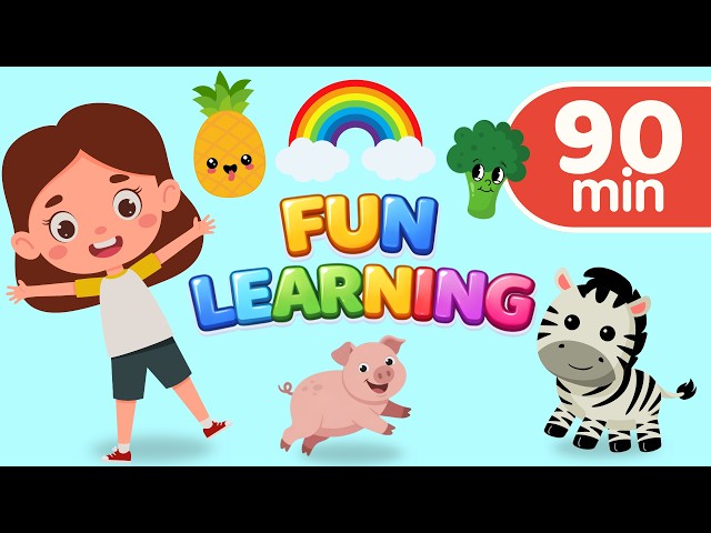 Fun Learning for Kids | 🌈Colours, 🦁Animals, 🍎Fruits, 🔢Counting & First Words for Toddlers