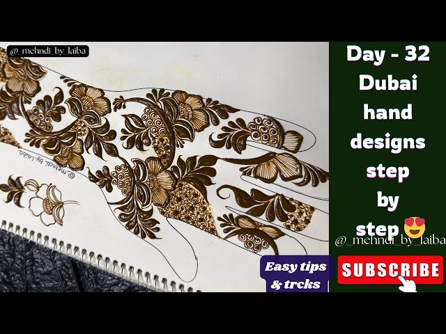 Dubai hand designs step by step full tutorial 😍| very simple & easy Dubai hand designs 😍✨#mehndi 