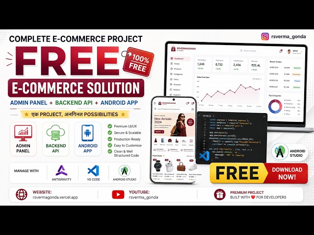 🔥 100% FREE E-Commerce Project | Admin Panel + Backend + Flutter Android App | Full Source Code