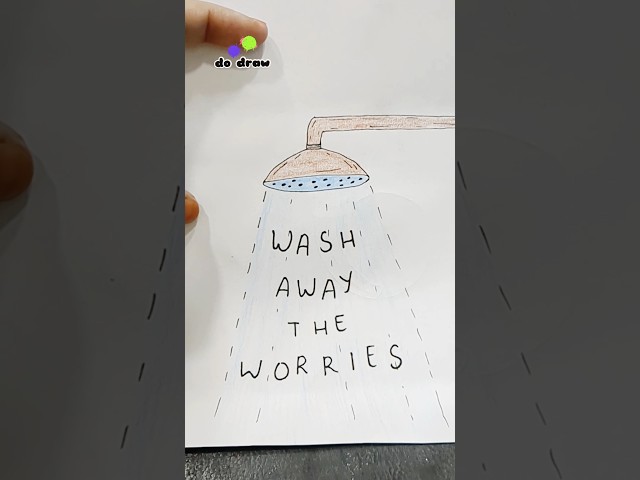 Wash Away the Worries | Easy Shower Drawing #shorts