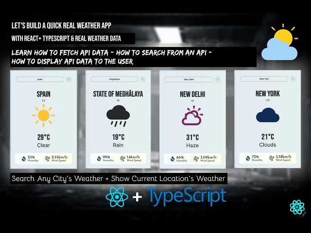 Dynamic  Weather App In React + Typescript Project| Fetch Real Weather Data | Created From Scratch!