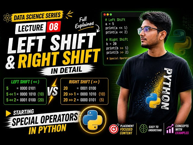 Python Bitwise Operators Explained | Left Shift & Right Shift (Lecture 8) | Data Science Series