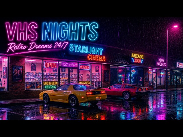🌃 RETROWAVE LIVE — Rainy Arcade Nights & Neon Dreams