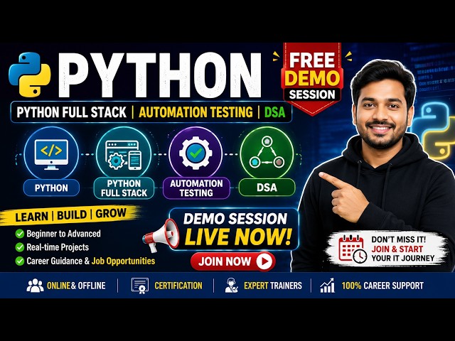 FREE Python Demo | Full Stack | Automation | DSA #python #dsa #pythonfullstack #job #coding #viral