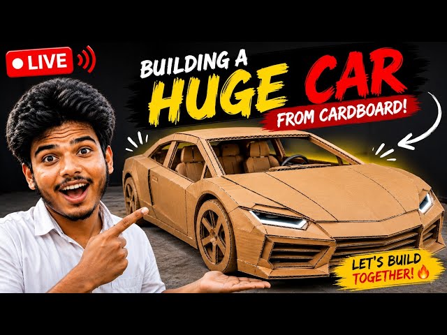 🔴 LIVE: We’re Building a GIANT Cardboard Car! 😱🚗