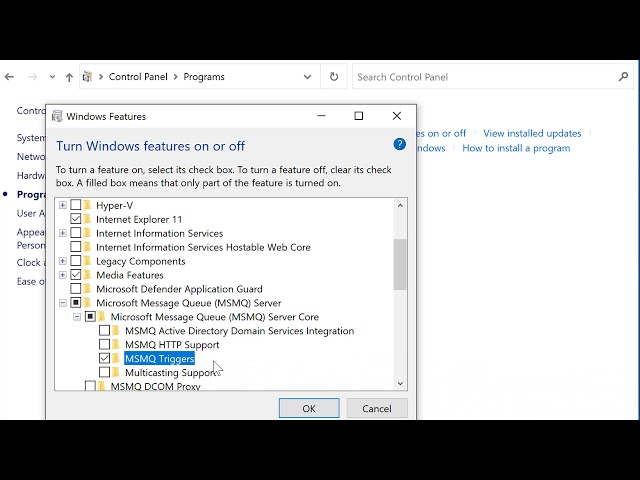 Installing Message Queuing services (MSMQ) on Windows