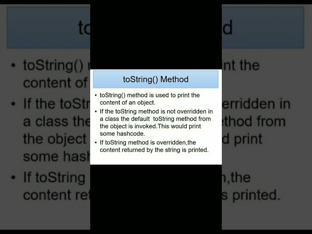 toString () method in Java #java #code #programming #programmer #developers #shortsvideo #shorts