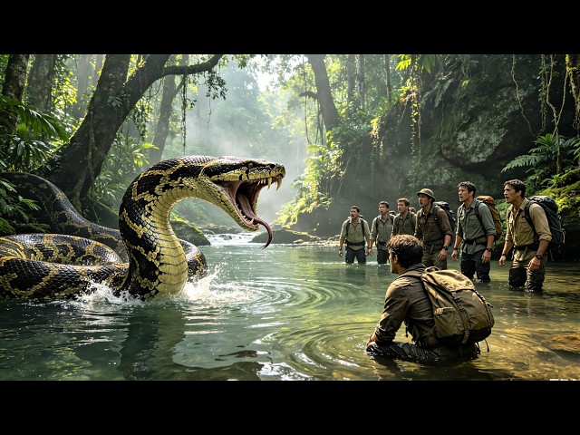 The expedition team ventured deep into the jungle and roused a swarm of giant pythons!