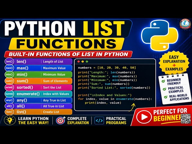Python List Functions Tutorial | Built-in Functions of List in Python