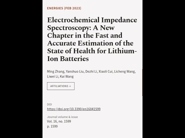 Electrochemical Impedance Spectroscopy: A New Chapter in the Fast and Accurate Estima... | RTCL.TV