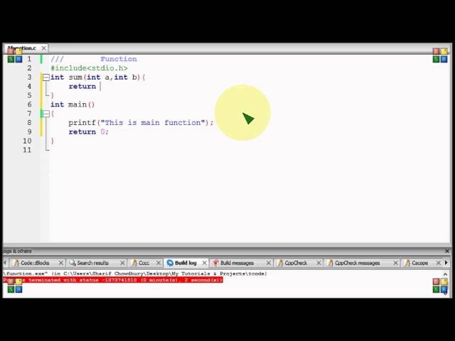 Bangla C programming tutorial  90  Function last look