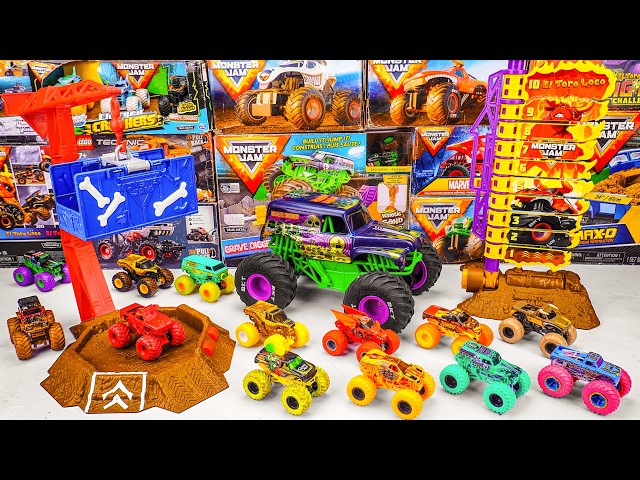 Monster Jam Collection Unboxing Review | Monster Jam Super Mega Flip Ramp Downhill Truck Race