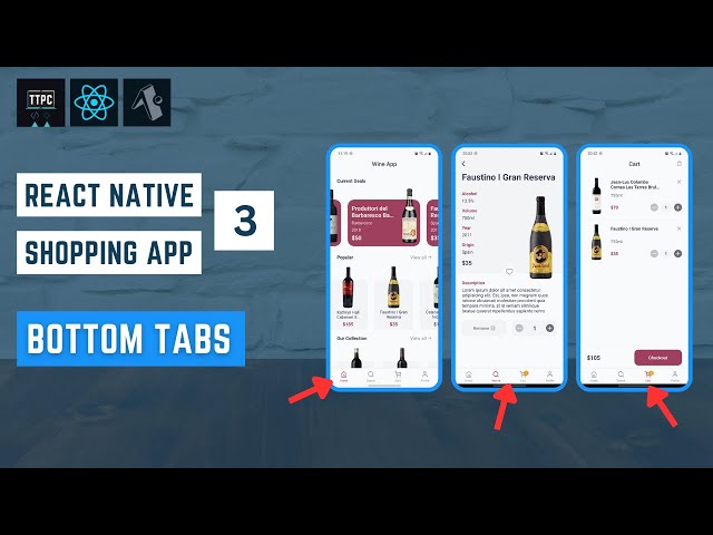 React Native Wine Shop App #3 - Bottom Navigation Tabs