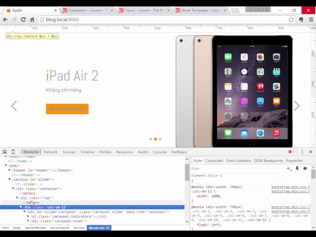 V02 - Import html, css, javascript into Laravel 5.1 blade layout and views (CC available)