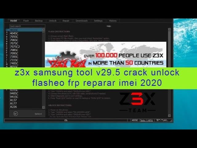 instalar z3x samsung tool v29.5  crack unlock flasheo frp reparar imei 2020